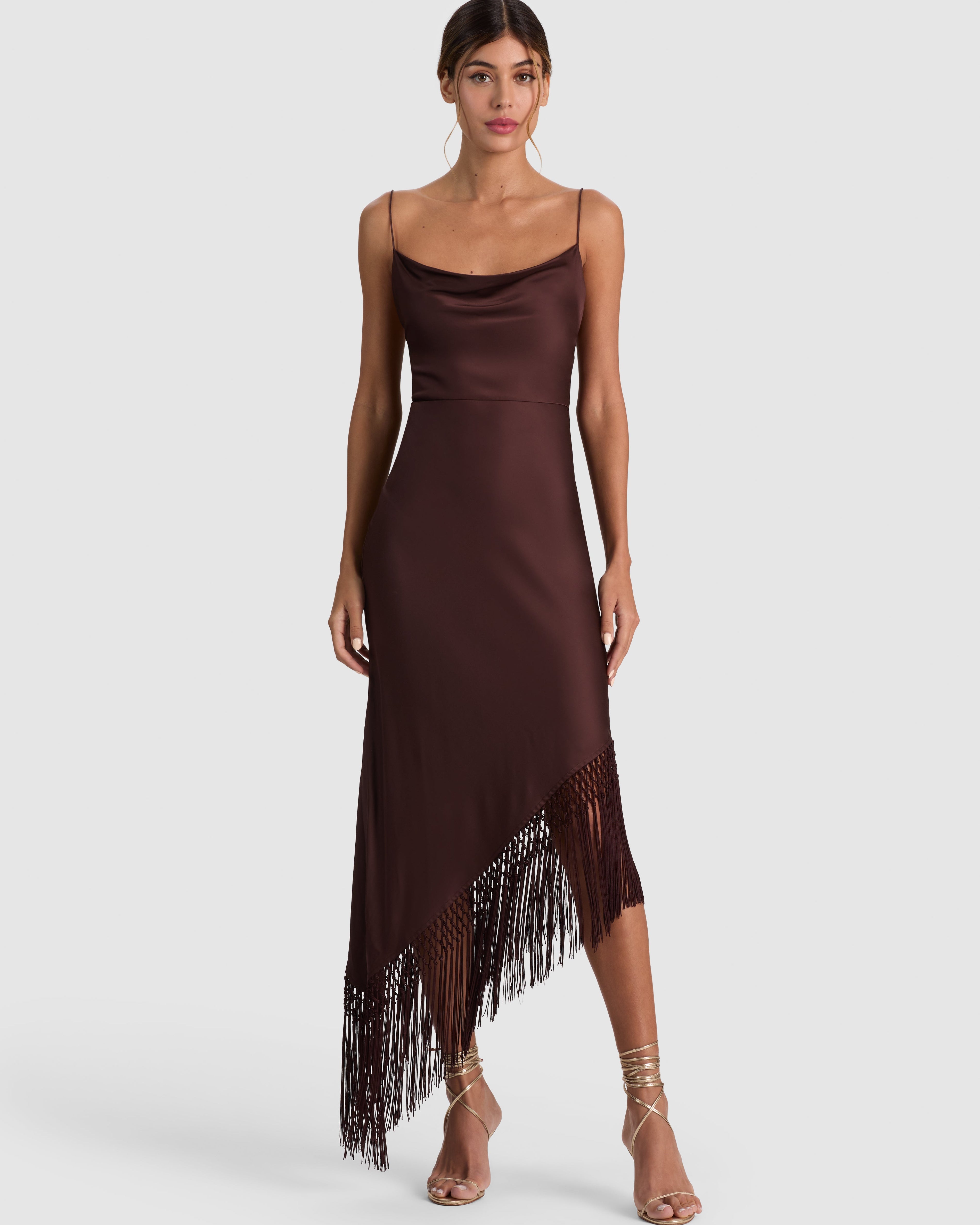 Harmony Asymmetrical Fringe Maxi Dress