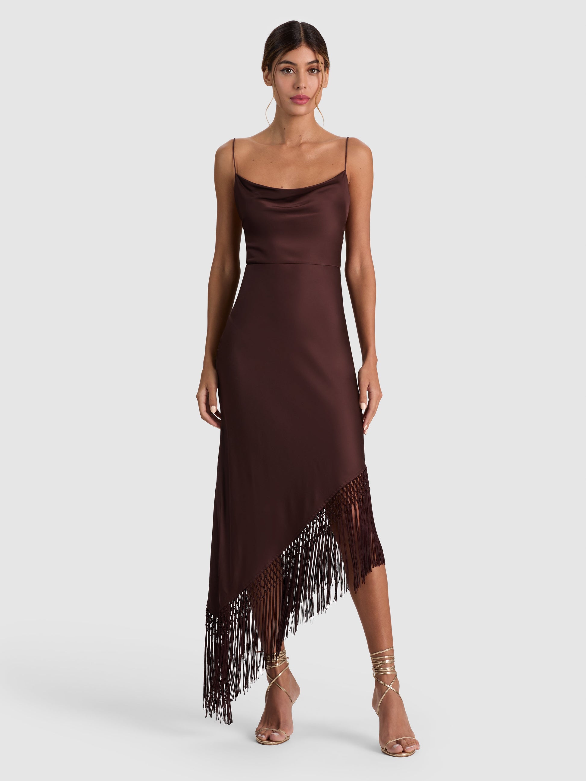 Harmony Asymmetrical Fringe Maxi Dress