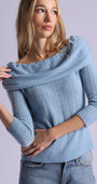 Minnie Rose CASHMERE POINTELLE OFF SHOULDER W/ TIER at Romi Boutique