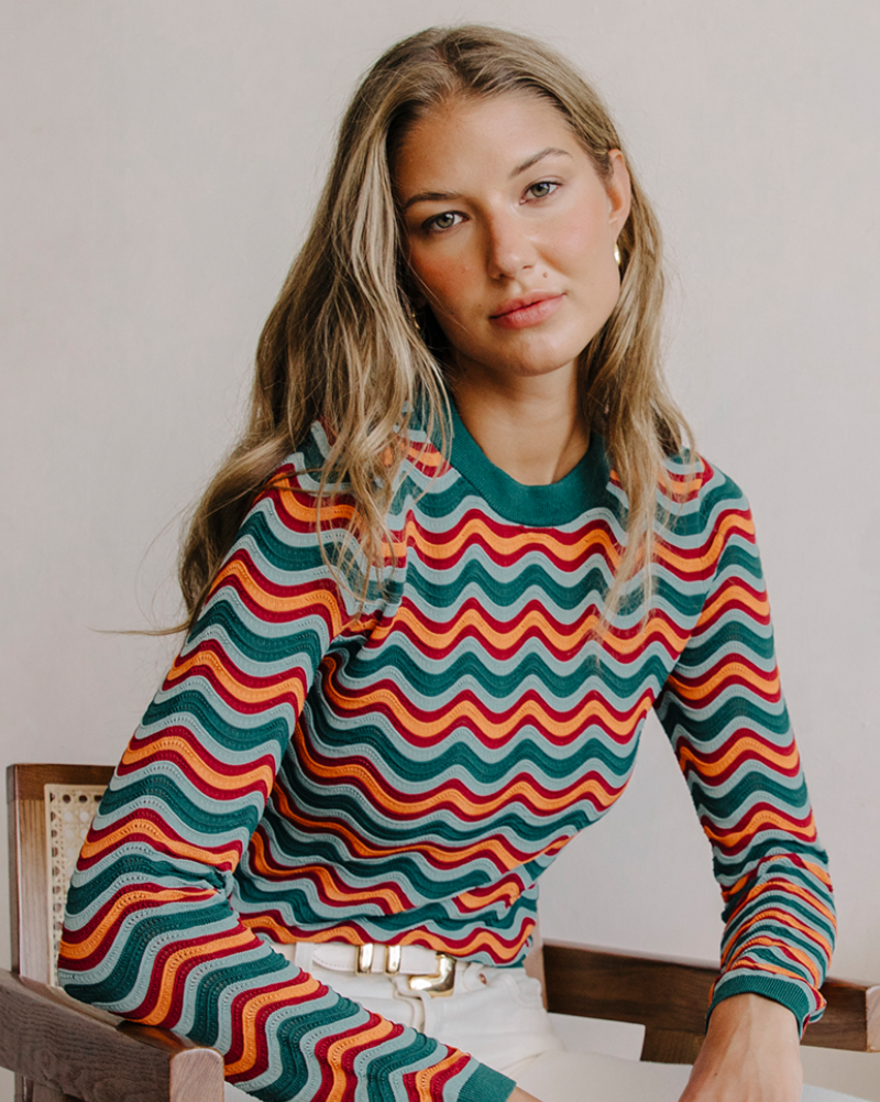 SARAFINA KNIT TEE IN GREEN MULTI