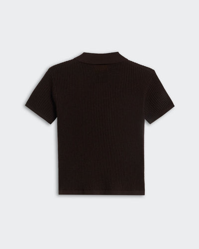 SHRUNKEN POLO IN BURNT COCOA