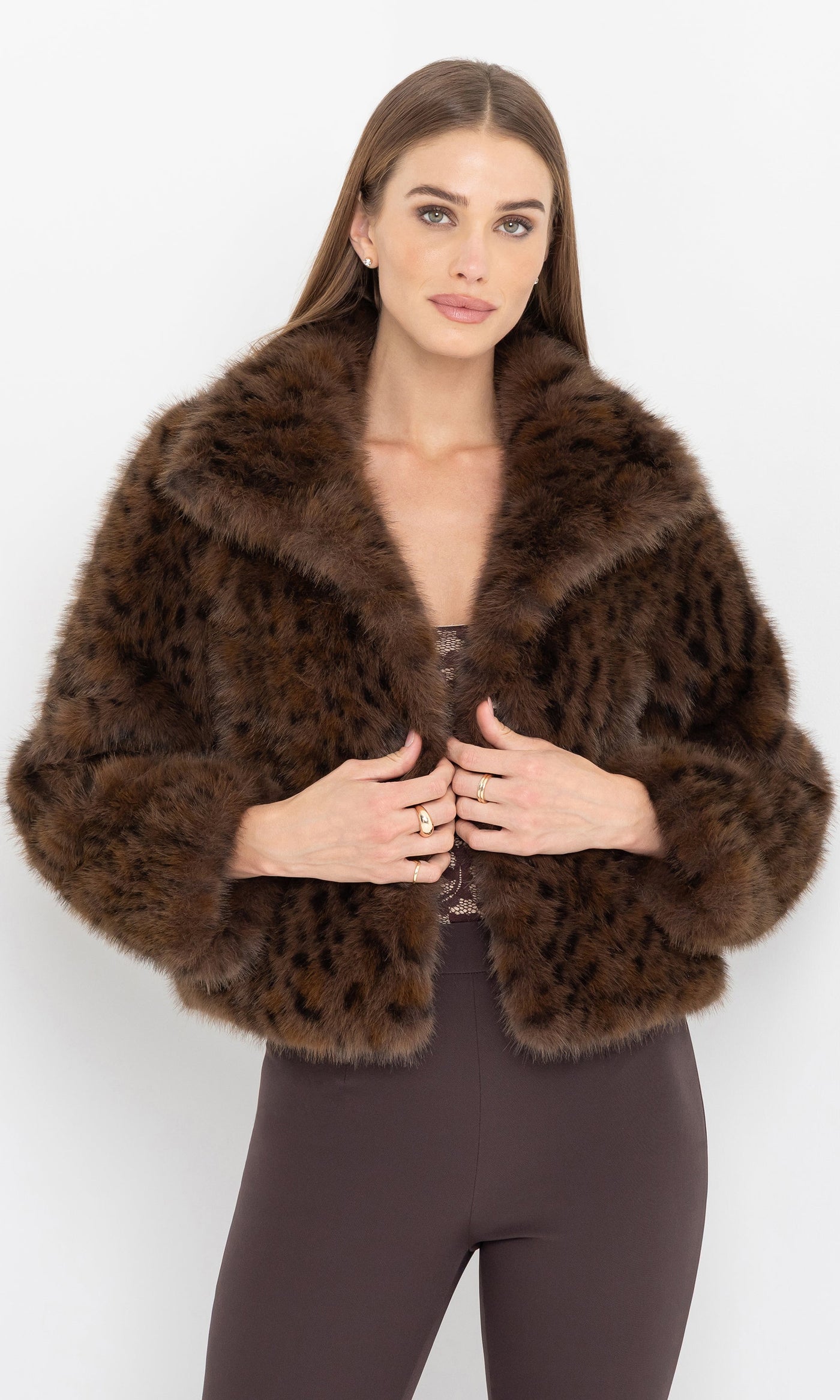 LEXY LEOPARD FAUX FUR JACKET IN  LEOPARD