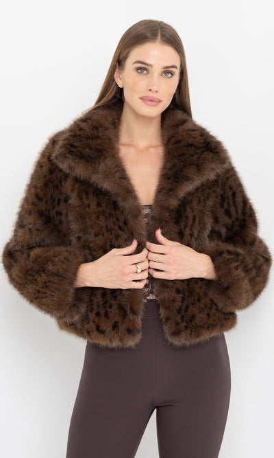 LEXY LEOPARD FAUX FUR JACKET IN  LEOPARD