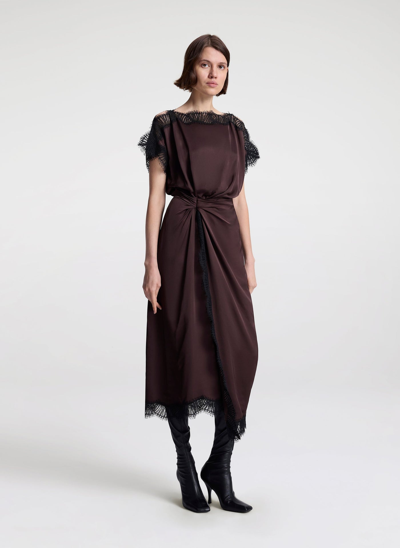 LUNA DRESS IN COCOA/BLACK - Romi Boutique