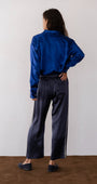 DONNI. THE SILK STRIPE CROP PANT at Romi Boutique