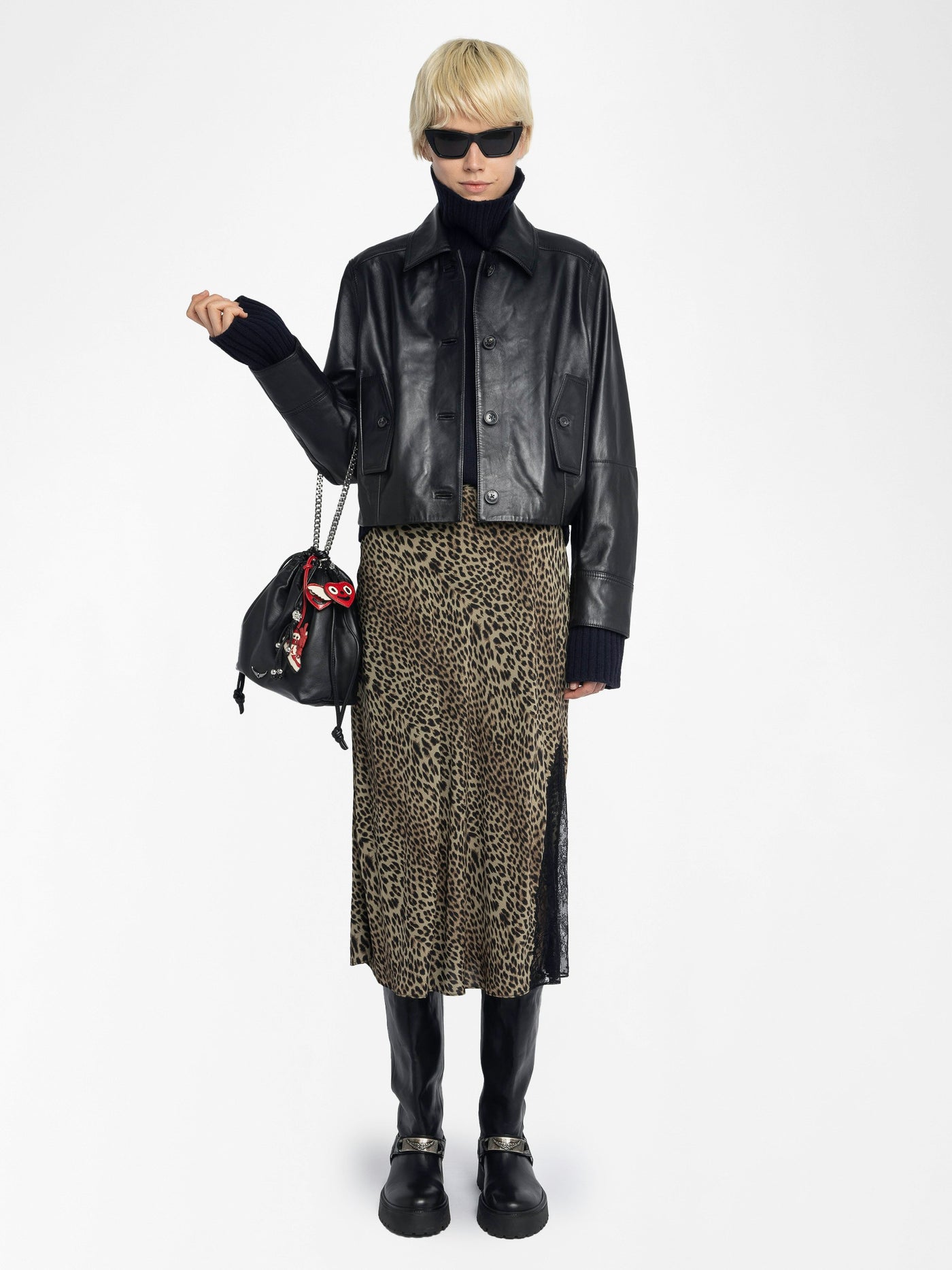 JAYLA MIDI LEOPARD PRINT SKIRT IN LEAVES