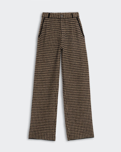HOUNDSTOOTH TAILORED TROUSER IN BLACK/DUNE