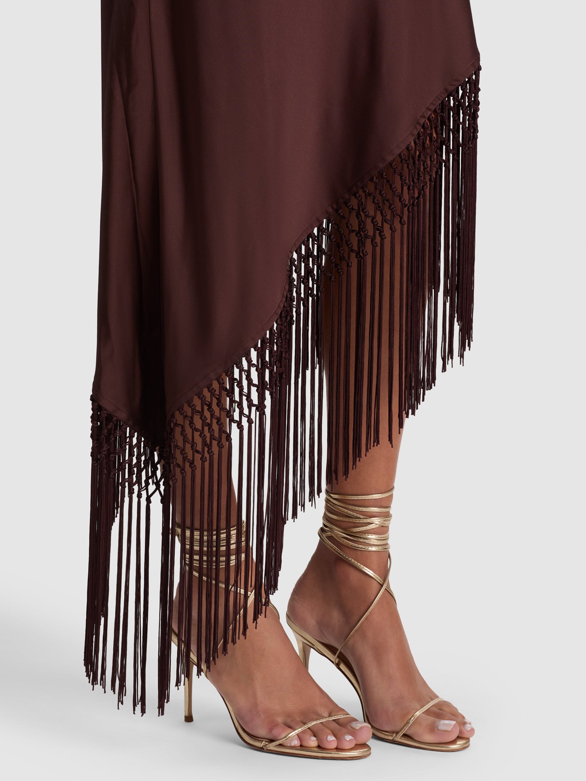 Harmony Asymmetrical Fringe Maxi Dress