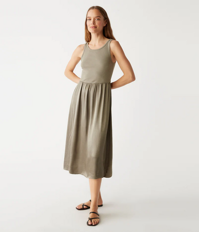 BRIDGETTE MEDIA TANK MIDI DRESS IN OLIVE - Romi Boutique