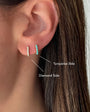 EF Collection Reversible Diamond & Turquoise Mini Huggie Earrings at Romi Boutique