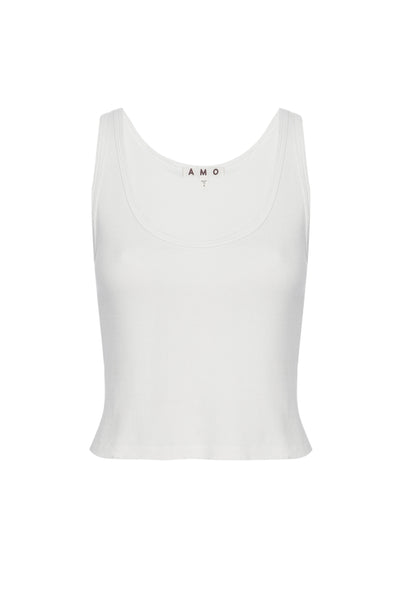 CROP RIB TANK IN WHITE