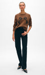 White & Warren CASHMERE BLEND HORSE EMBROIDERED CREW at Romi Boutique
