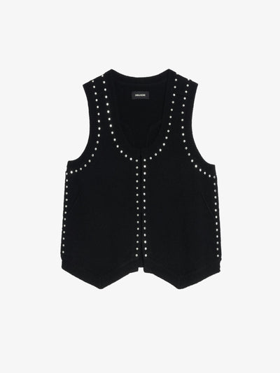 DUBLIN WESTERN SWEATER VEST STUDS IN BLACK