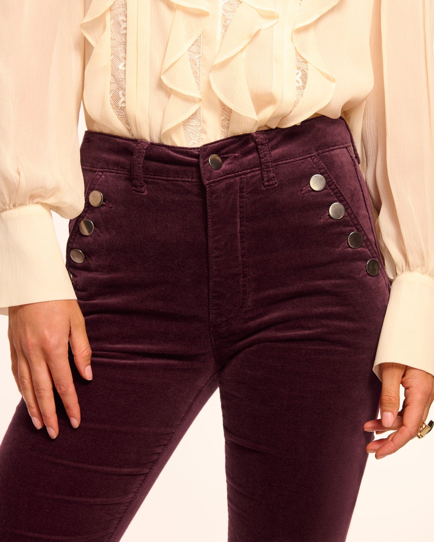 HELENA HIGH-RISE FLARE JEAN IN BLACKBERRY VELVET