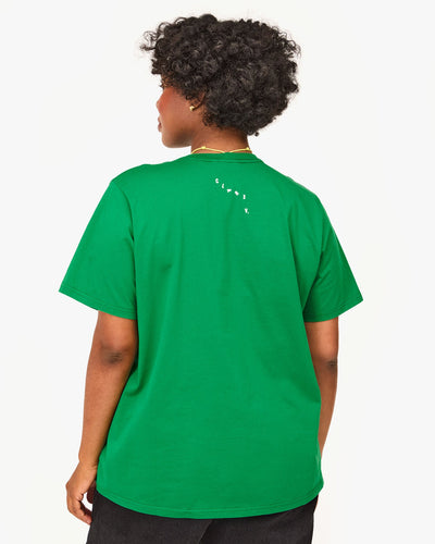 ORIGINAL TEE IN GREEN APPLE WITH CREAM PRINTED OUI - Romi Boutique