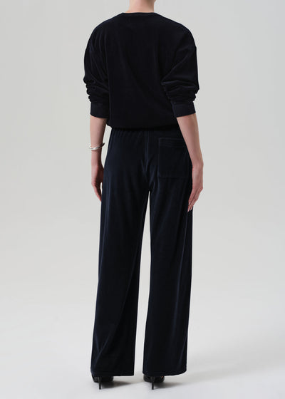 BRYNN DRAWSTRING VELOUR PANT IN NOTTE