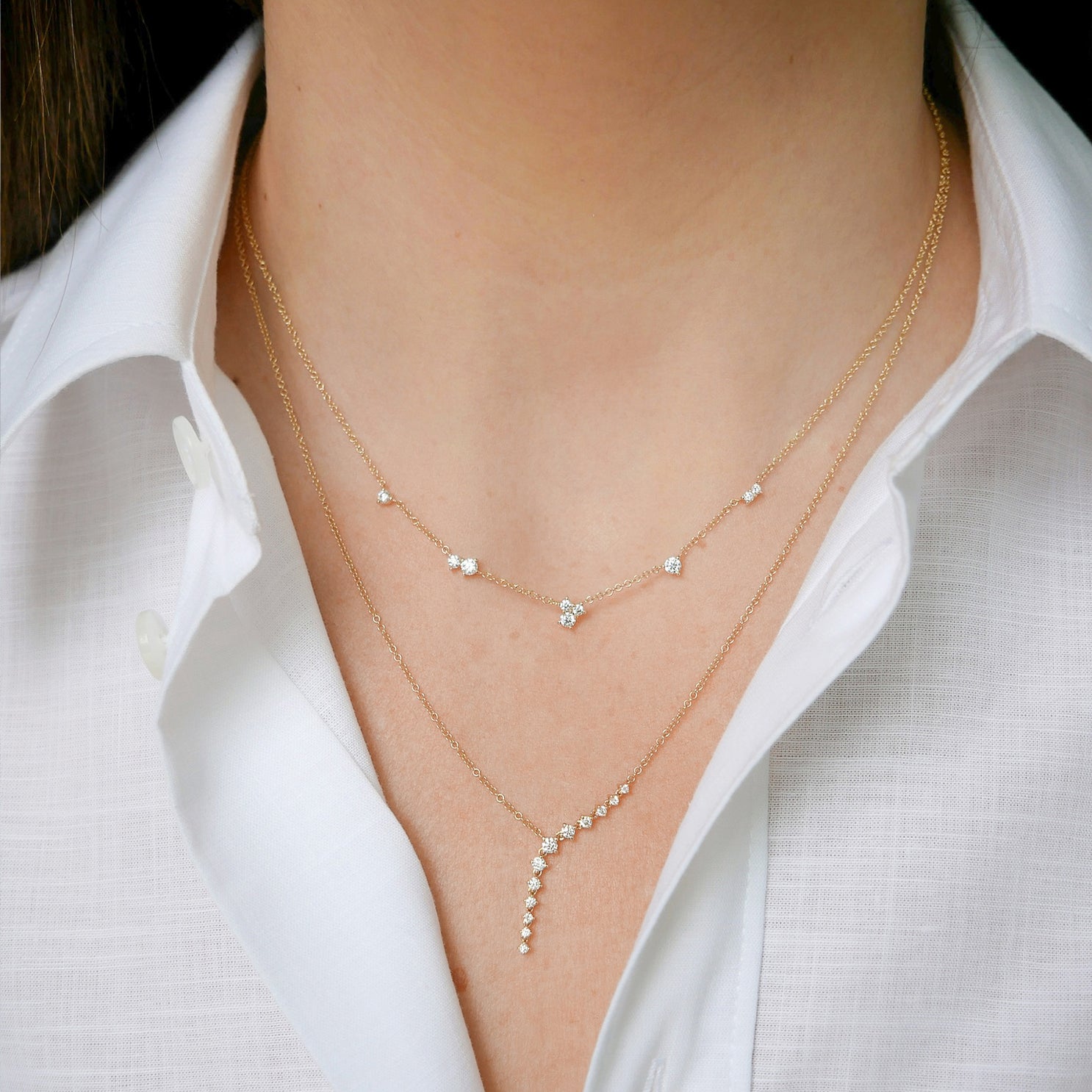 EF Collection Multi Diamond Cluster Necklace at Romi Boutique