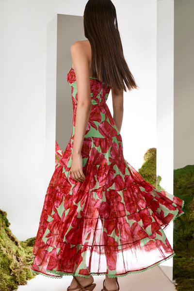 AMBAR LONG DRESS IN GREEN BLOSSOM