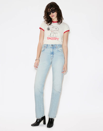 60S SLIM RINGER TEE SNOOPY IN VINTAGE WHITE W/ CRIMSON