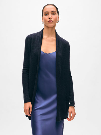 CASHMERE TRAPEZE CARDIGAN IN DEEP NAVY