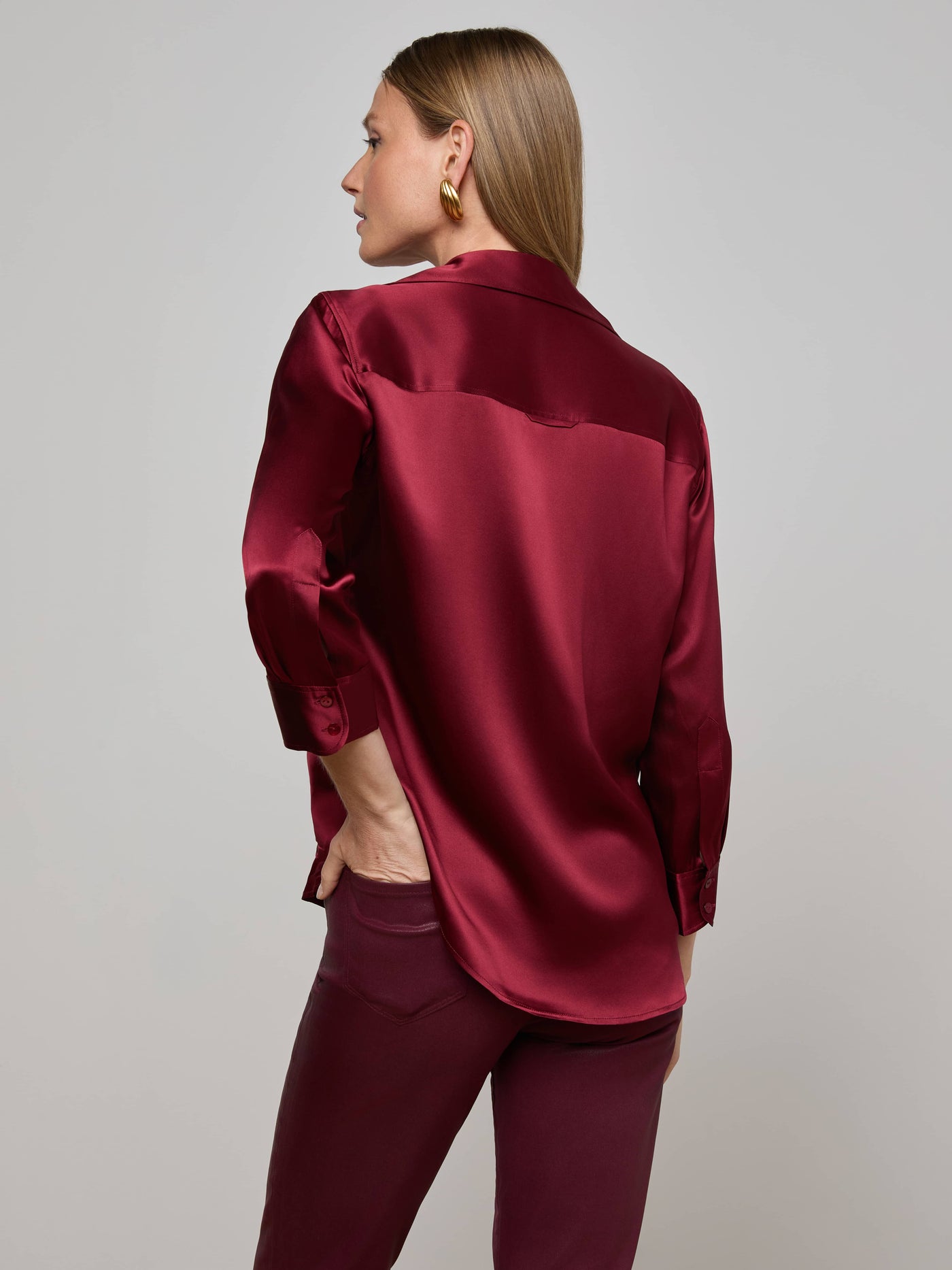 DANI 3/4 SLEEVE BLOUSE IN BLACK CHERRY