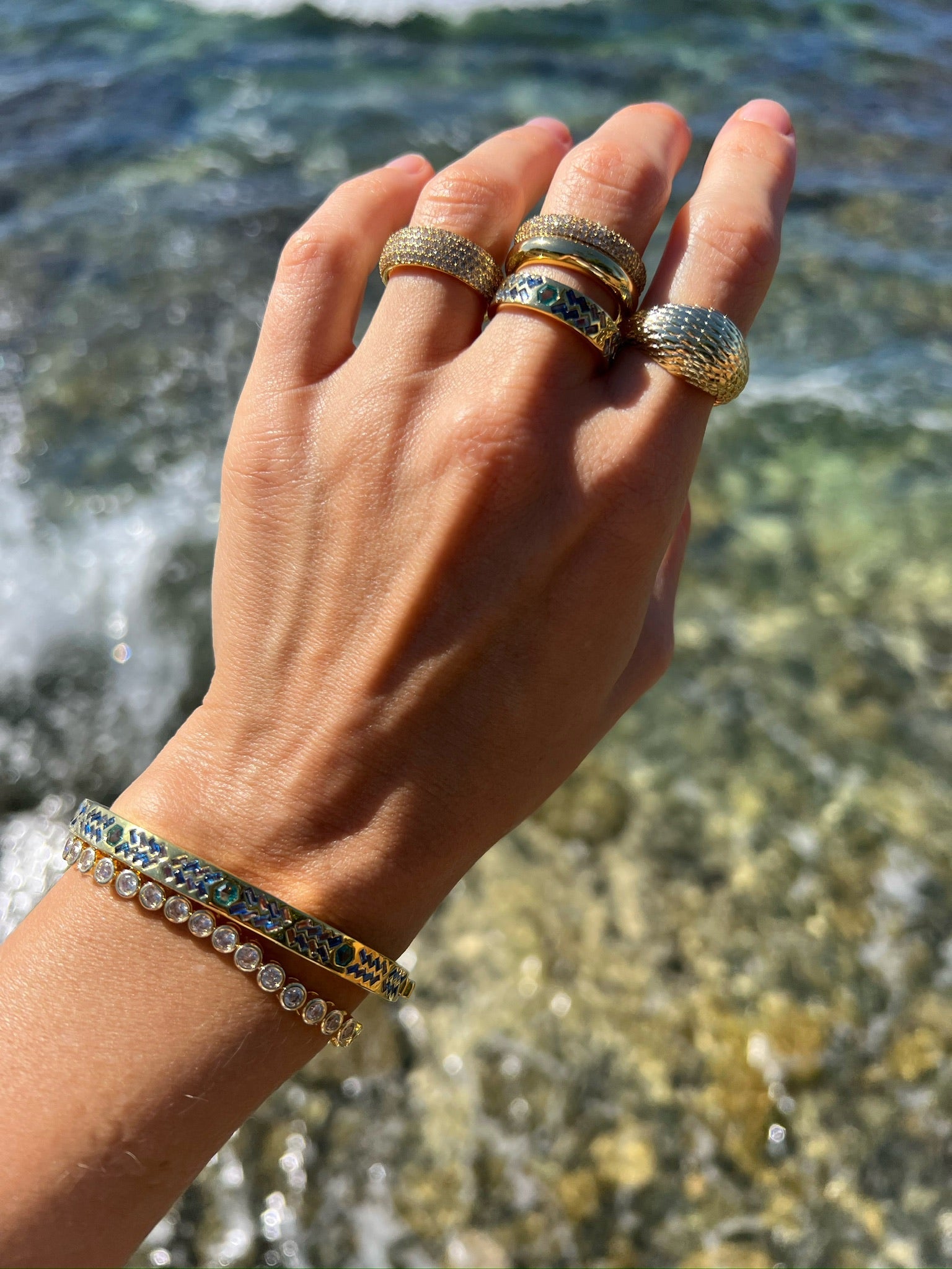 Native Gem Mini Billionaire Ring In Gold at Romi Boutique