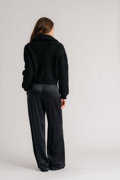 CODY COLLARED ZIP UP JACKET IN BLACK