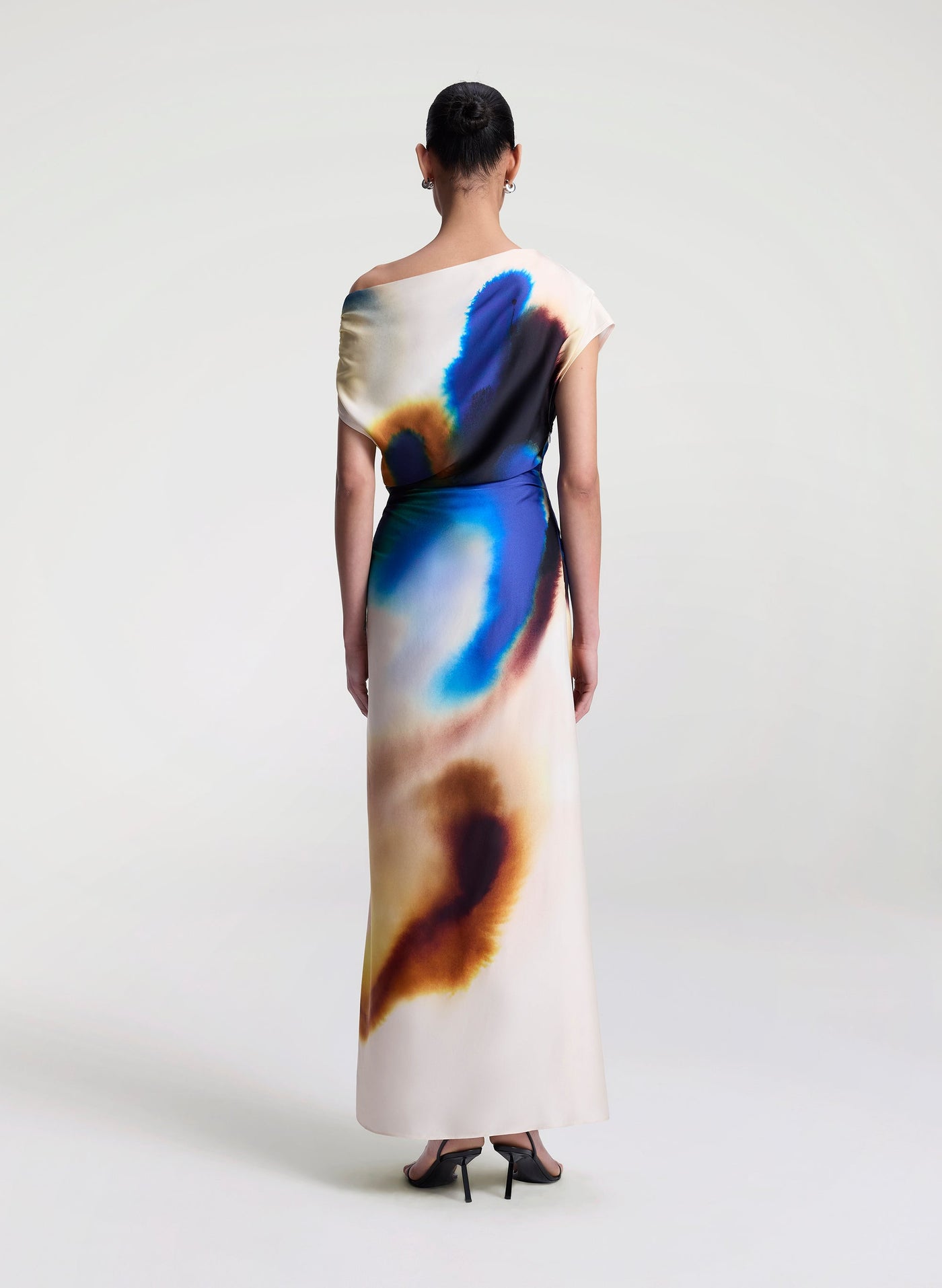 PENNY SATIN MIDI DRESS IN LAPIS MULTI - Romi Boutique