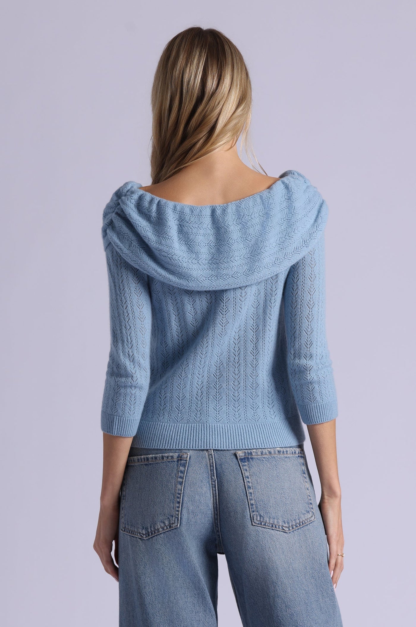 CASHMERE POINTELLE OFF SHOULDER W/ TIER IN FRESCO BLUE