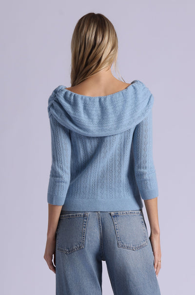 CASHMERE POINTELLE OFF SHOULDER W/ TIER IN FRESCO BLUE