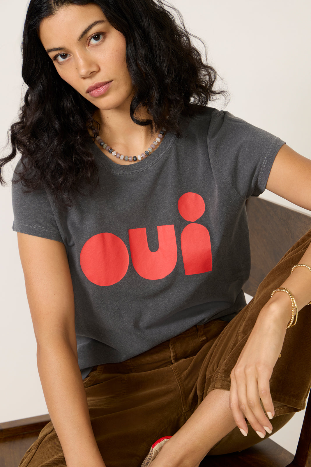 OUI CLASSIC TEE IN FADED BLACK