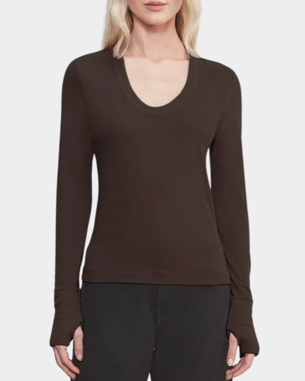 Enza Costa Cashmere Easy Cuffed U Top at Romi Boutique