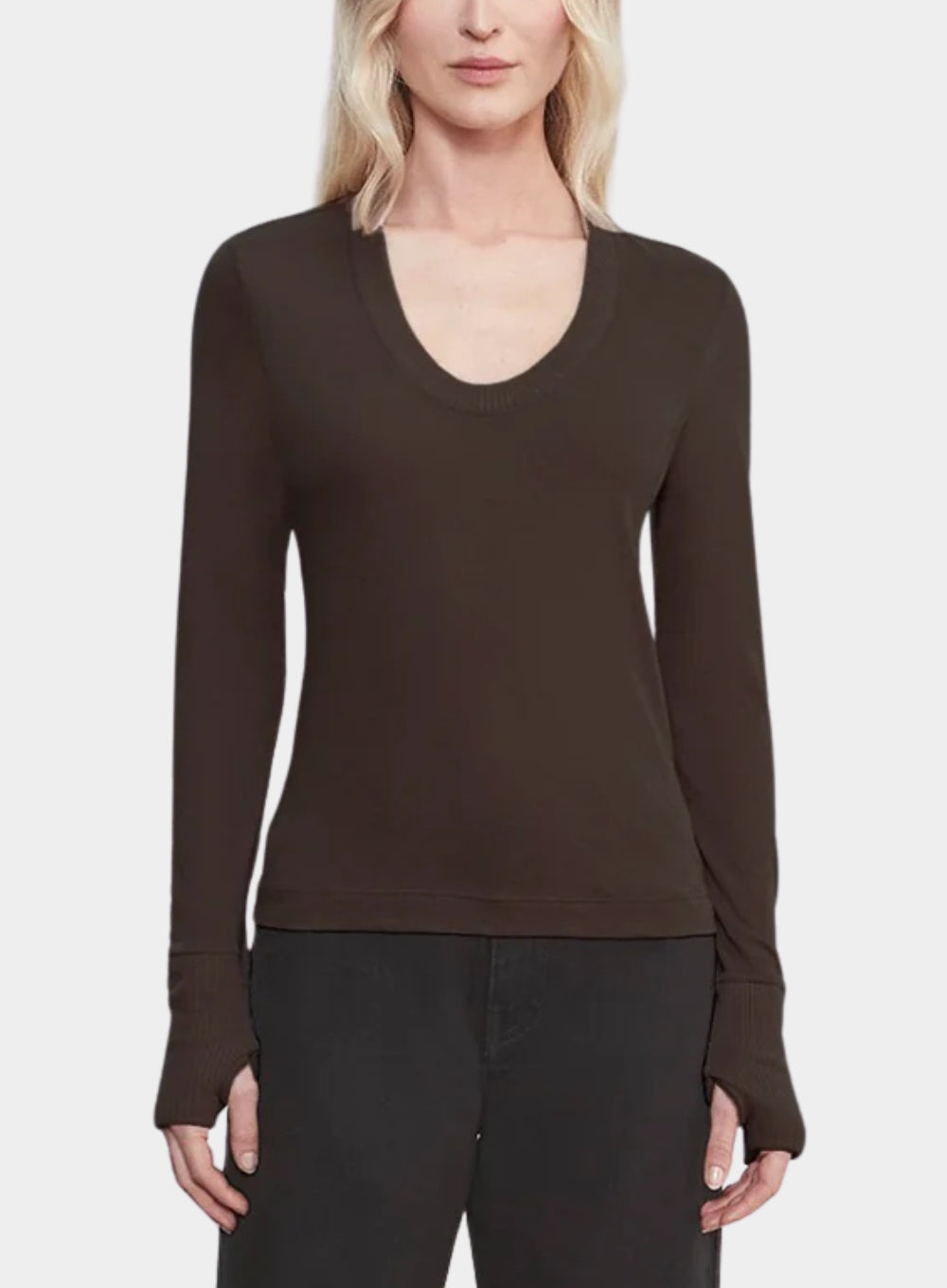 CASHMERE EASY CUFFED U IN DARK BROWN