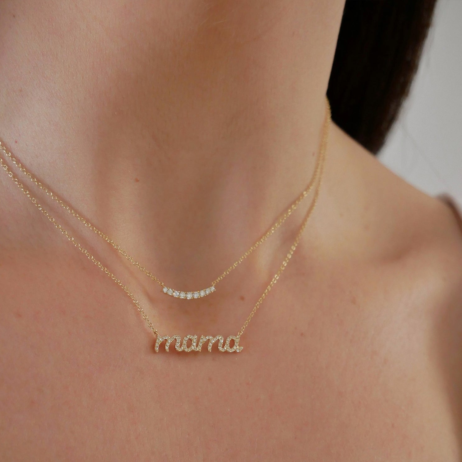 EF Collection Full Cut Diamond Arc Necklace at Romi Boutique
