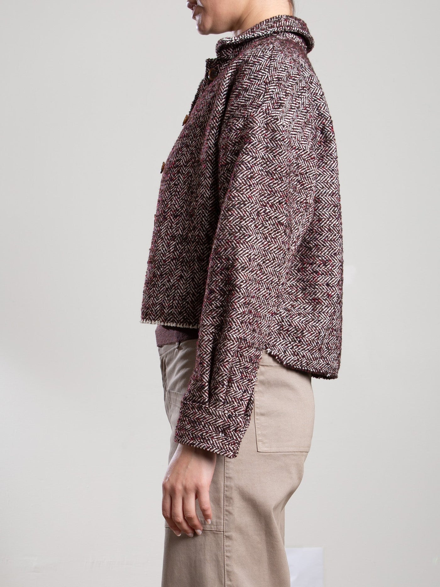 ESME SHIRT IN HERRINGBONE BURGUNDY