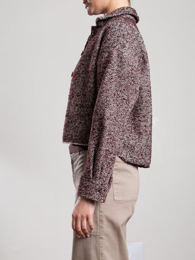 ESME SHIRT IN HERRINGBONE BURGUNDY