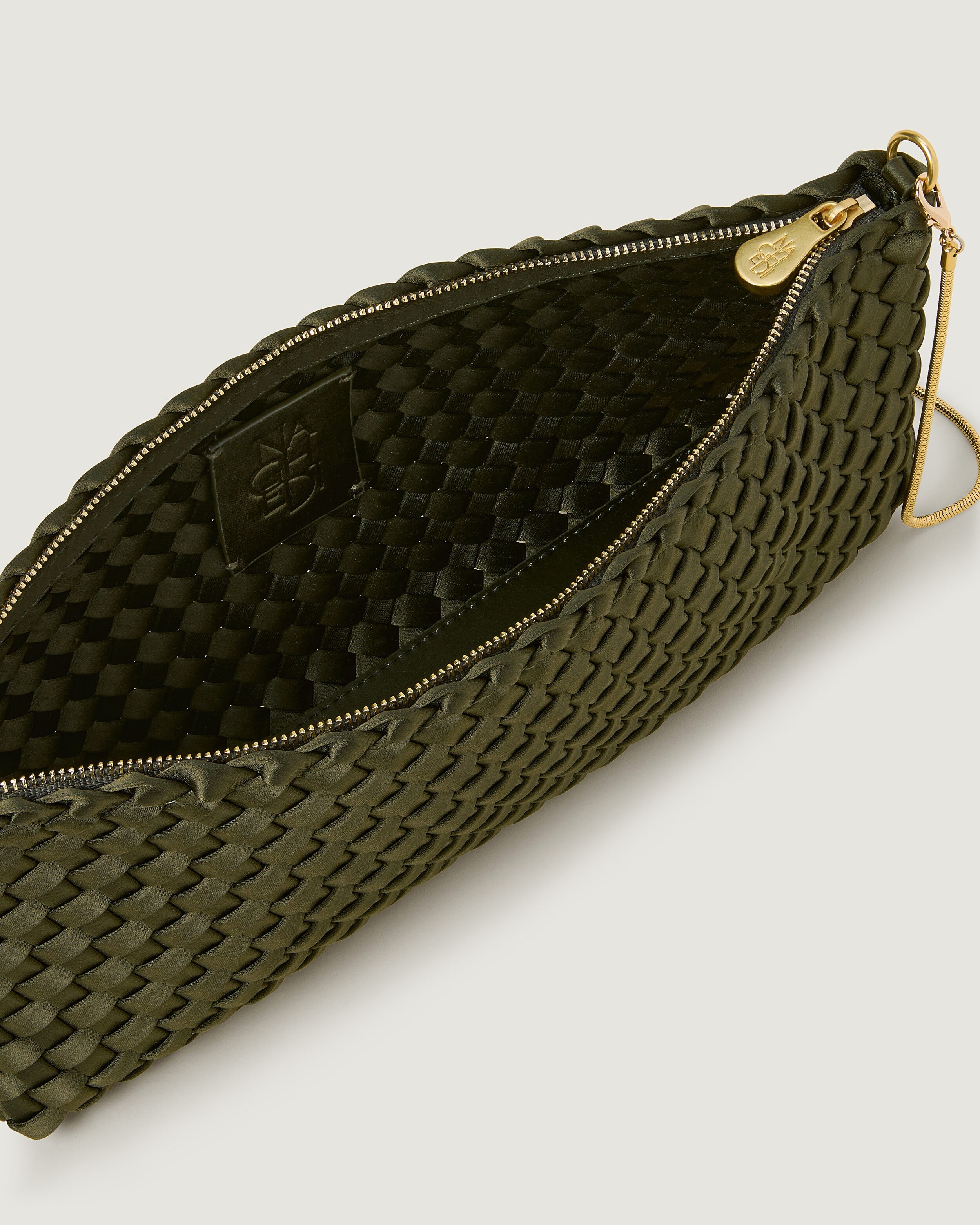 Naghedi GALA CLUTCH SATIN IN JUNIPER at Romi Boutique