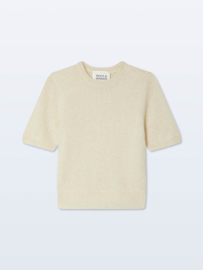 BRUSHED CASHMERE TEE IN IVORY