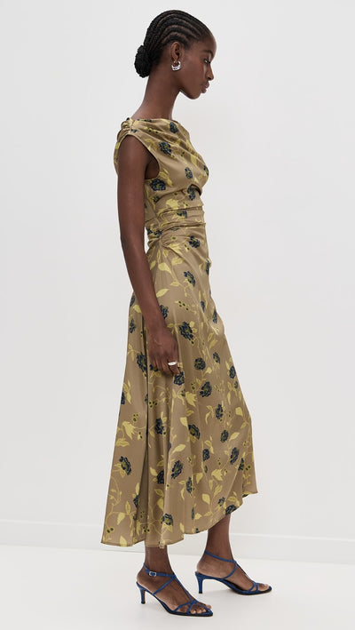 PHARE SILK DRESS IN VINTAGE FLORAL
