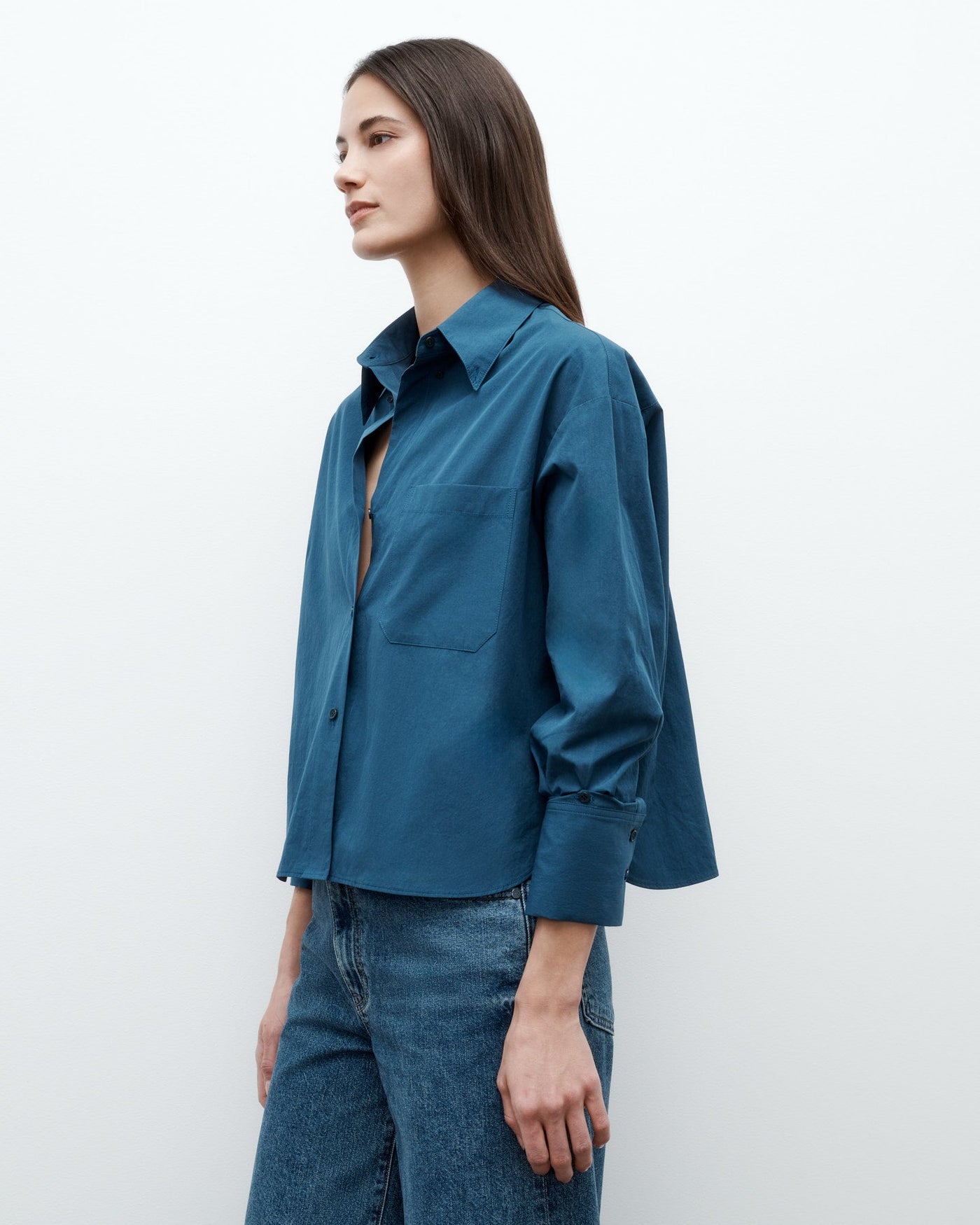 J.D. SHIRT IN BLUE WING TEAL - Romi Boutique