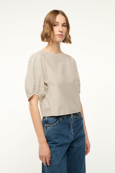 DIDI TOP IN IVORY/DARK OAK MICRO STRIPE