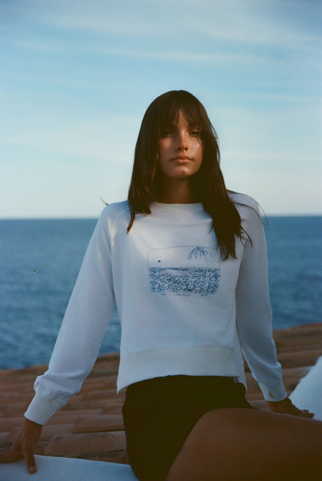 CATHERINE GEE Embroidered Sweatshirt "This is a Lifestyle" at Romi Boutique