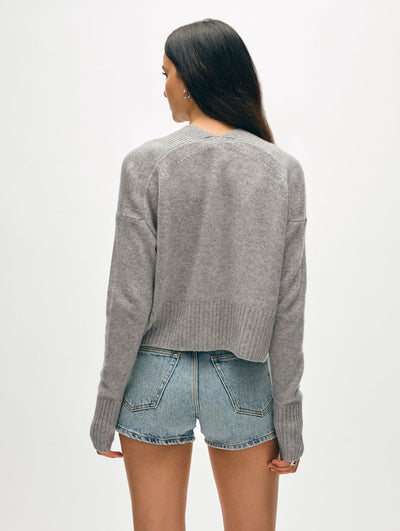 CASHMERE OPEN FRONT CARDIGAN IN GREY HEATHER