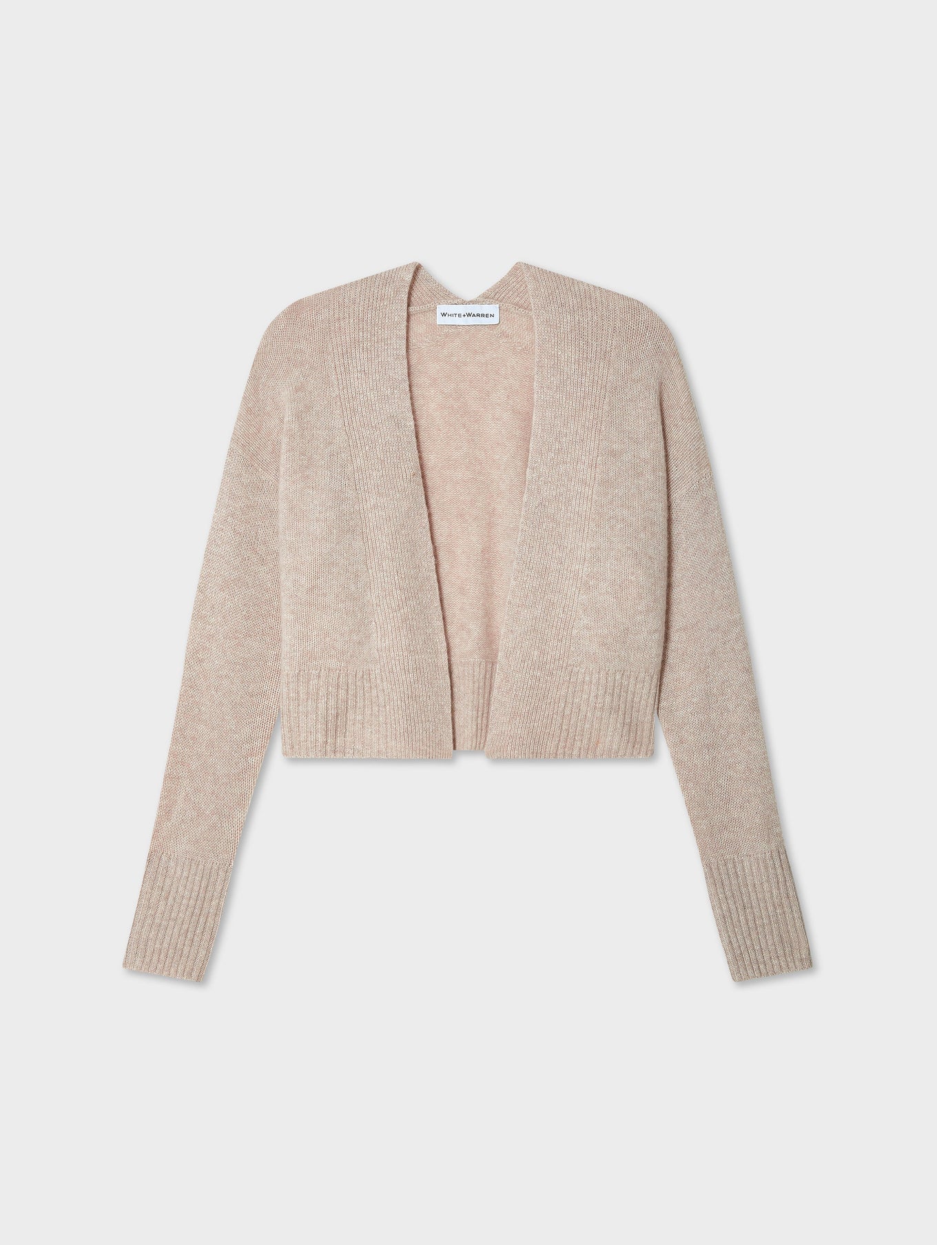CASHMERE FEATHERWEIGHT OPEN CARDIGAN IN SAND WISP HEATHER