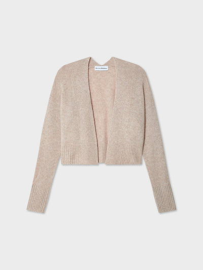 CASHMERE FEATHERWEIGHT OPEN CARDIGAN IN SAND WISP HEATHER - Romi Boutique