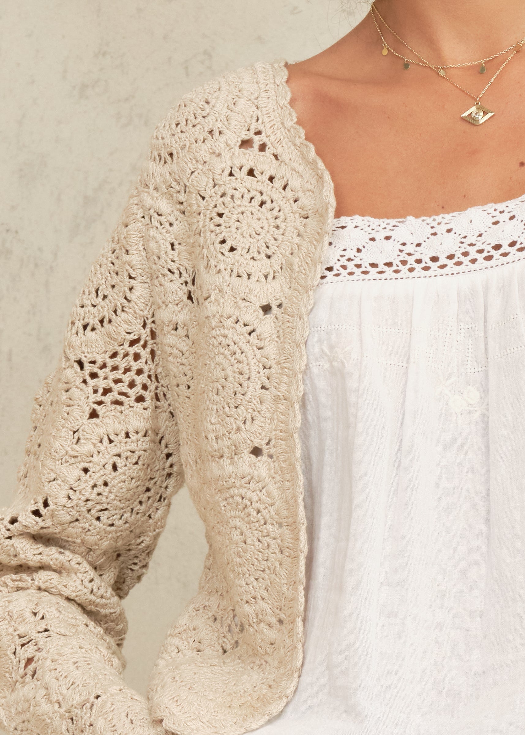 Mabe Maci Crochet Jacket at Romi Boutique