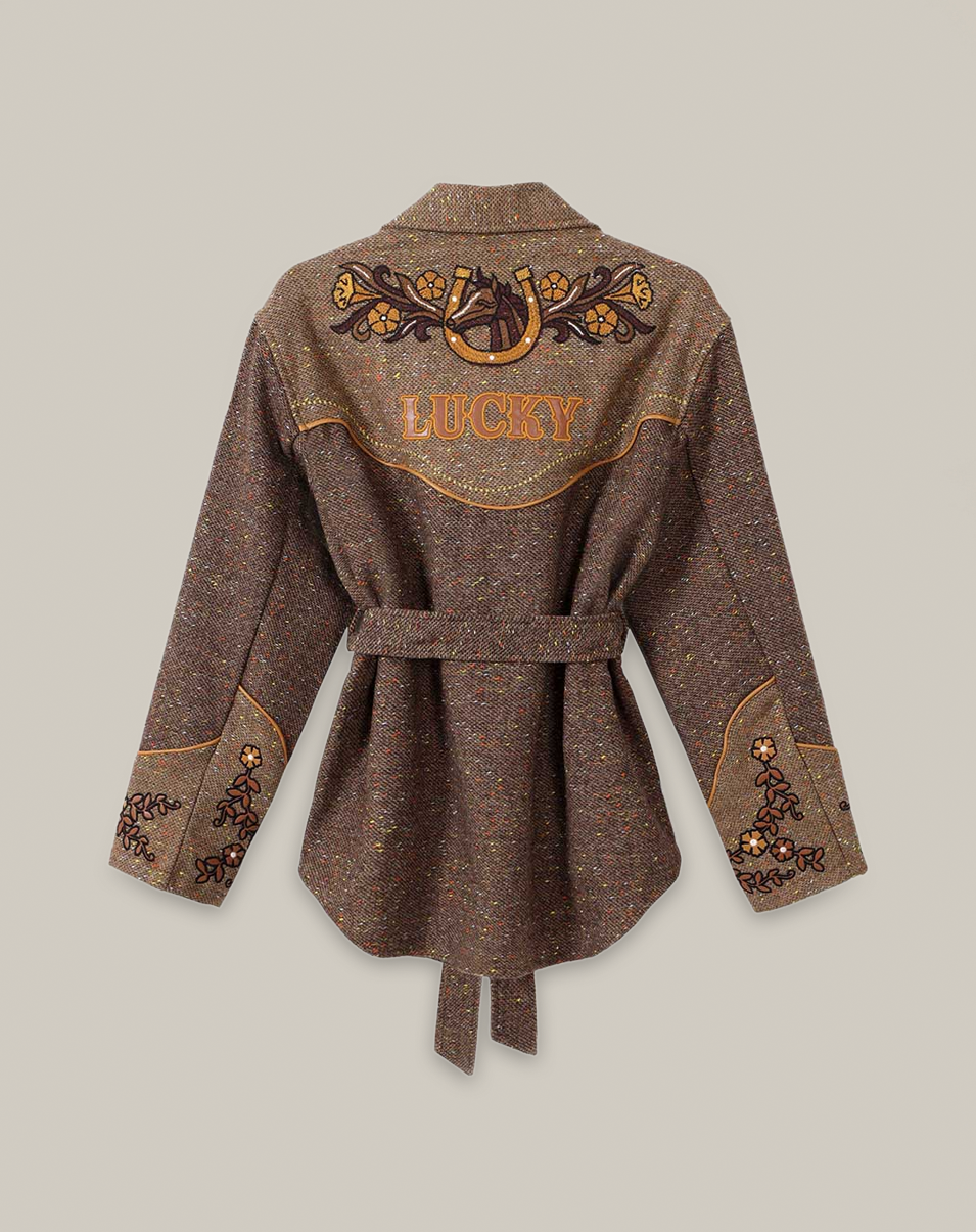 KIARA BELTED JACKET IN BROWN