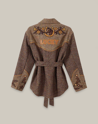 KIARA BELTED JACKET IN BROWN