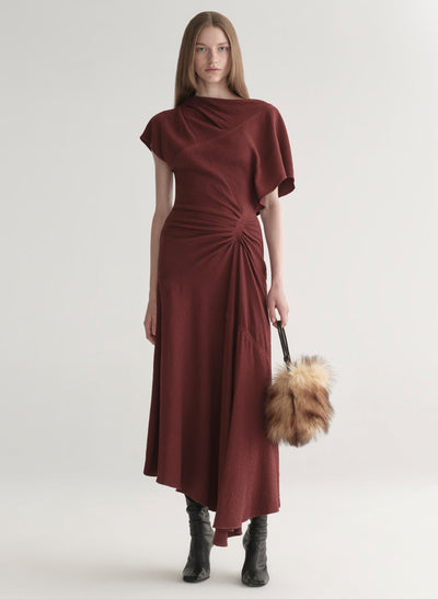DENA CREPE MIDI DRESS IN BLACK CHERRY