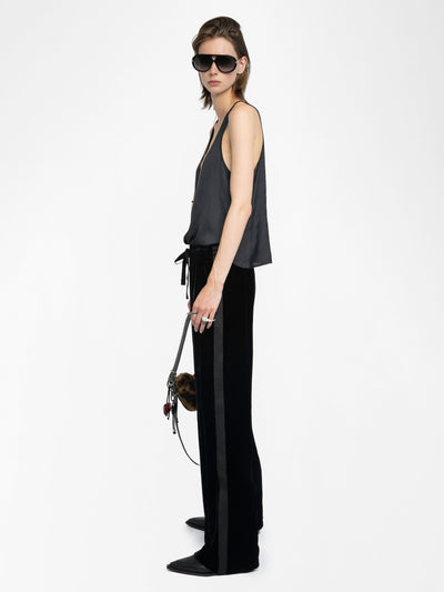 POMA VELVET PANTS IN BLACK